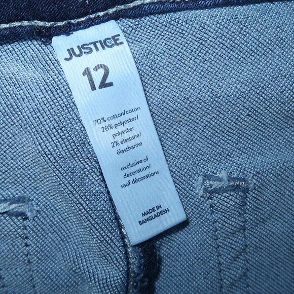 Girls Justice Stretch Denim Blue Jean Overalls Adjustable Straps Skinny Leg 12 - Picture 5 of 5